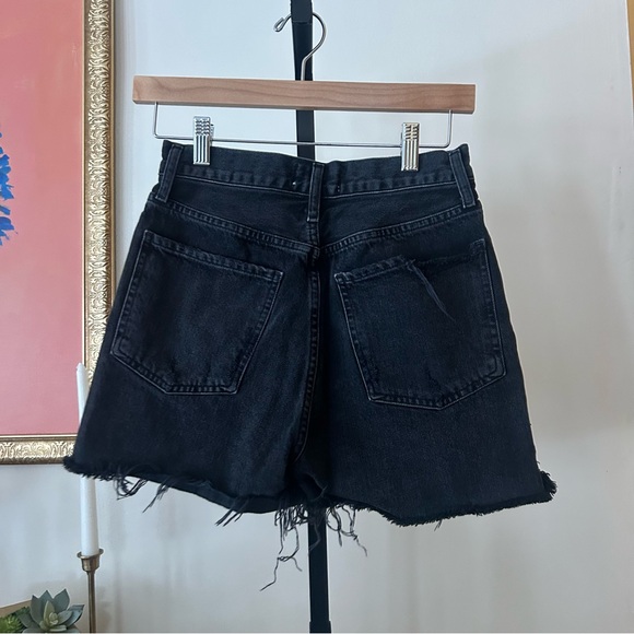 Agolde Dee Frayed Hem Jean Shorts Button Fly Divise Black Denim Size 25 (US 0) - Picture 7 of 11